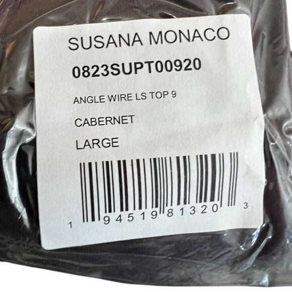 NEW Susana Monaco Angle Wire Long Sleeve Top Cabernet Purple L - Picture 5 of 8